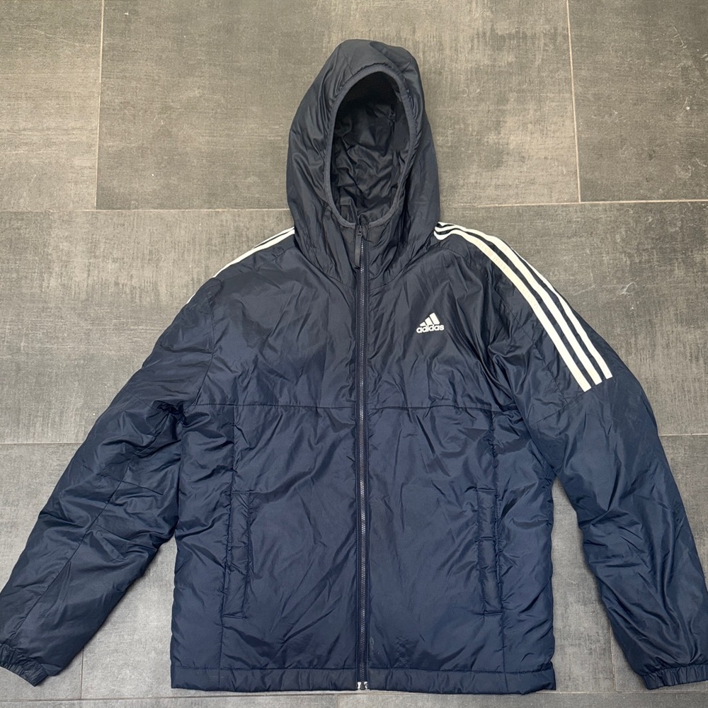 Adidas Men's Navy Hooded Puffer Jacket
